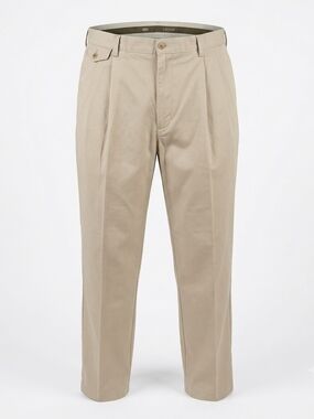 Savane Men's Pleated Front Chino Pants Khaki Beige Size 46x30